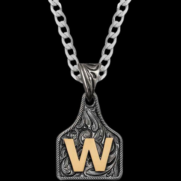Mini Initial Cow Tag Necklace 